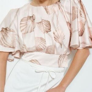 Elegant Pink Floral Blouse NWOT Large